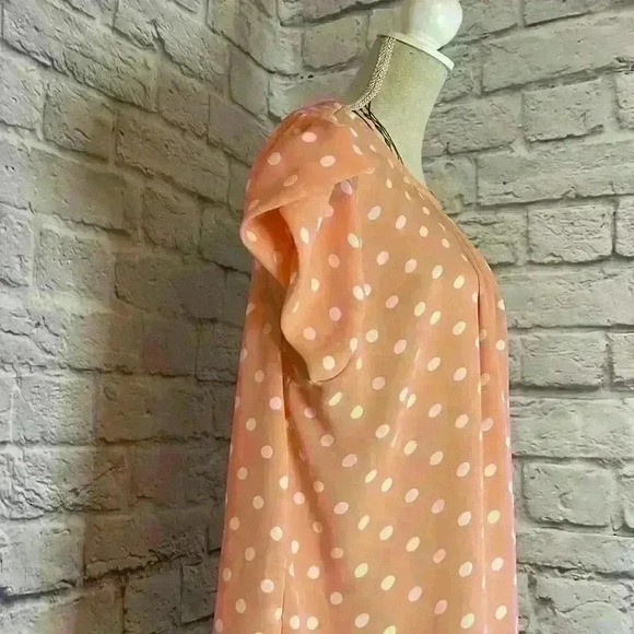 Papermoon women's blouse pink and white polka dot tulip sleeves size M - Picture 3 of 8